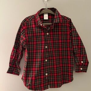Janie and Jack Red and Green Plaid Button Down Shirt